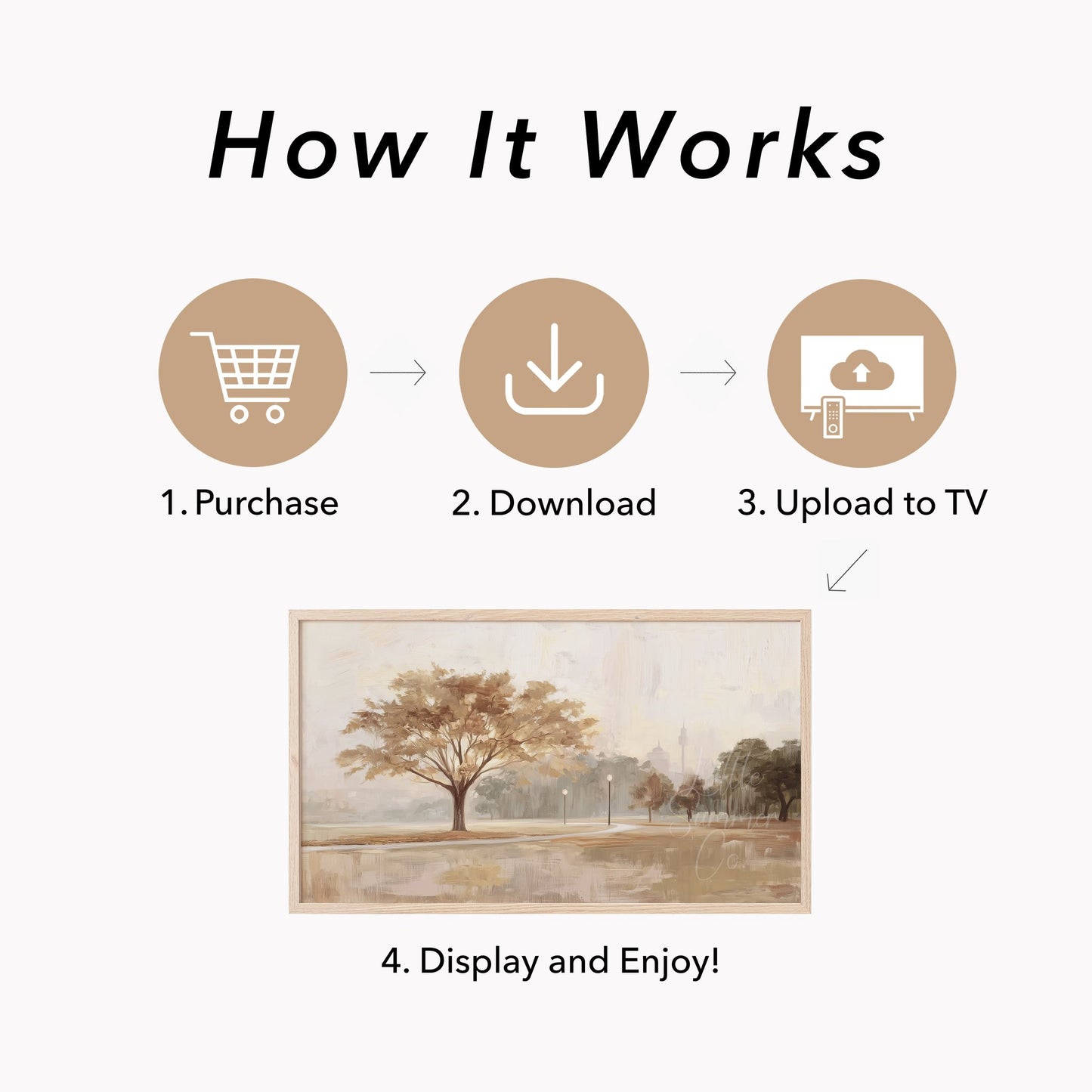 Misty Park Tree Frame TV Art displayed on a TV