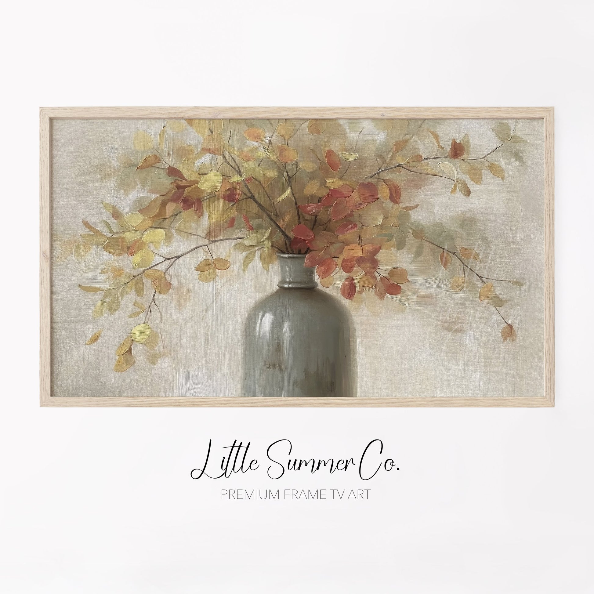Autumn Branches Vase Frame TV Art displayed on a TV