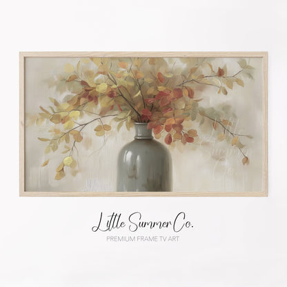 Autumn Branches Vase Frame TV Art displayed on a TV