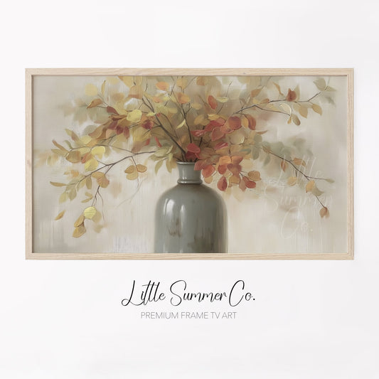 Autumn Branches Vase Frame TV Art displayed on a TV