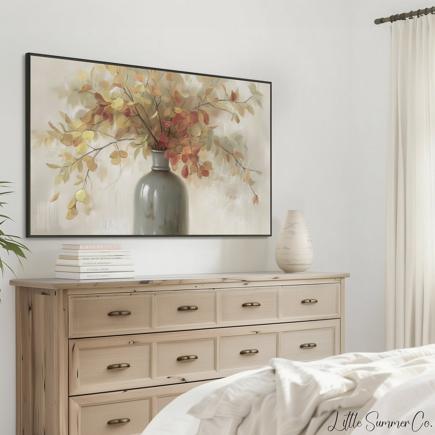Autumn Branches Vase Frame TV Art displayed on a TV