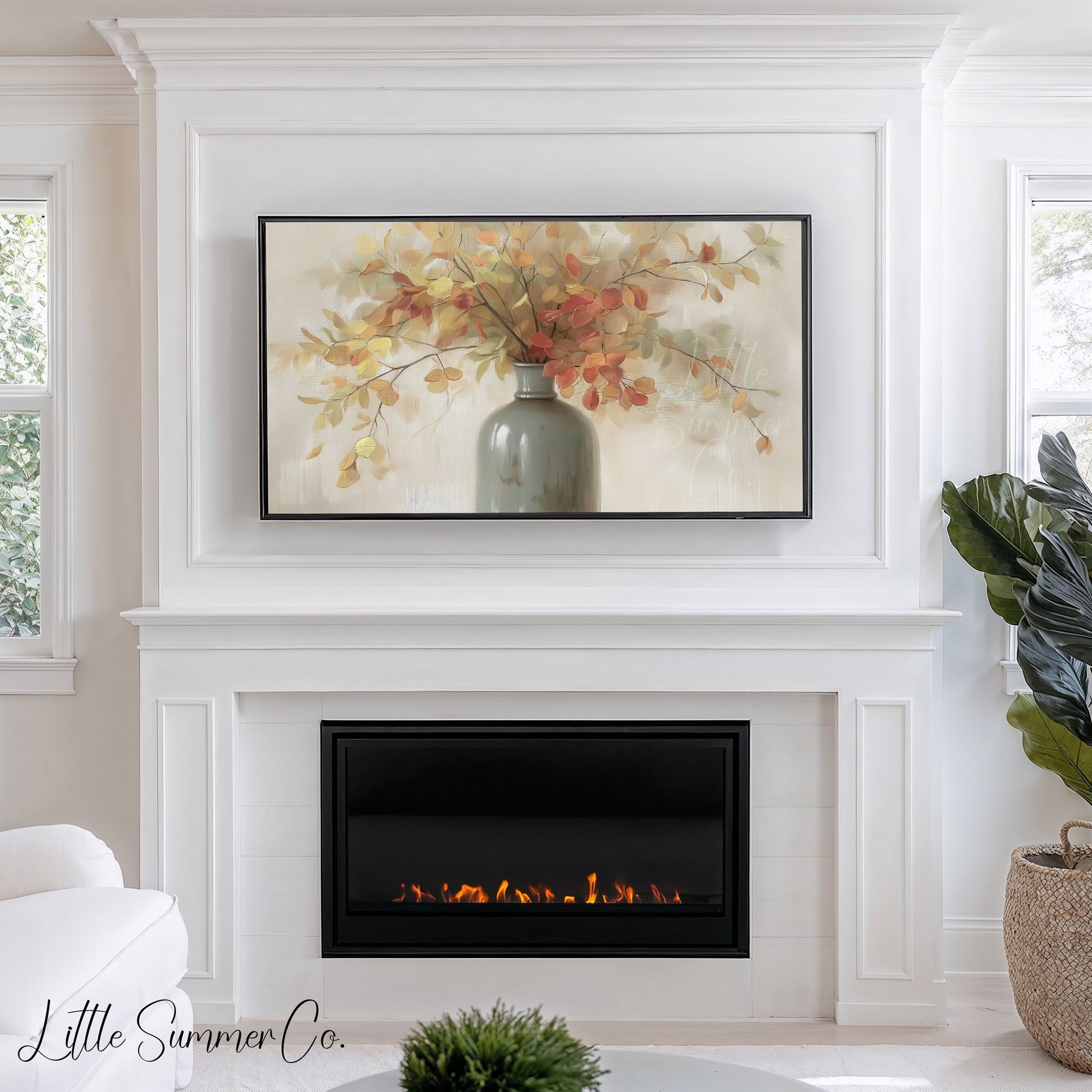 Autumn Branches Vase Frame TV Art displayed on a TV