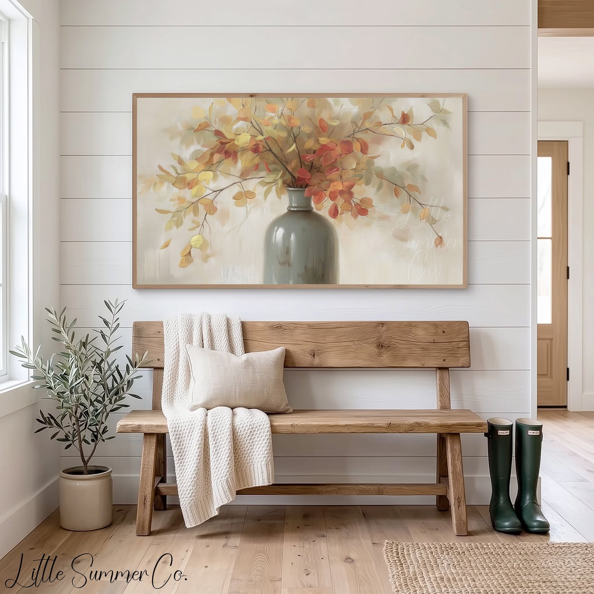 Autumn Branches Vase Frame TV Art displayed on a TV
