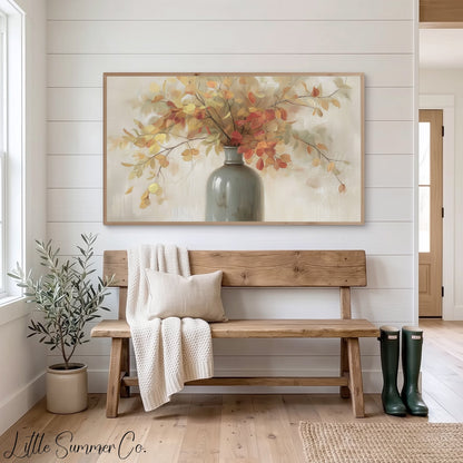 Autumn Branches Vase Frame TV Art displayed on a TV