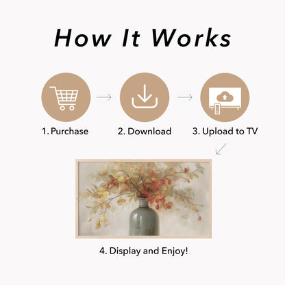 Autumn Branches Vase Frame TV Art displayed on a TV