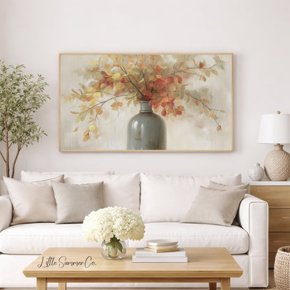 Autumn Branches Vase Frame TV Art displayed on a TV