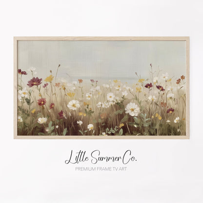 Wildflower Field Frame TV Art displayed on a TV