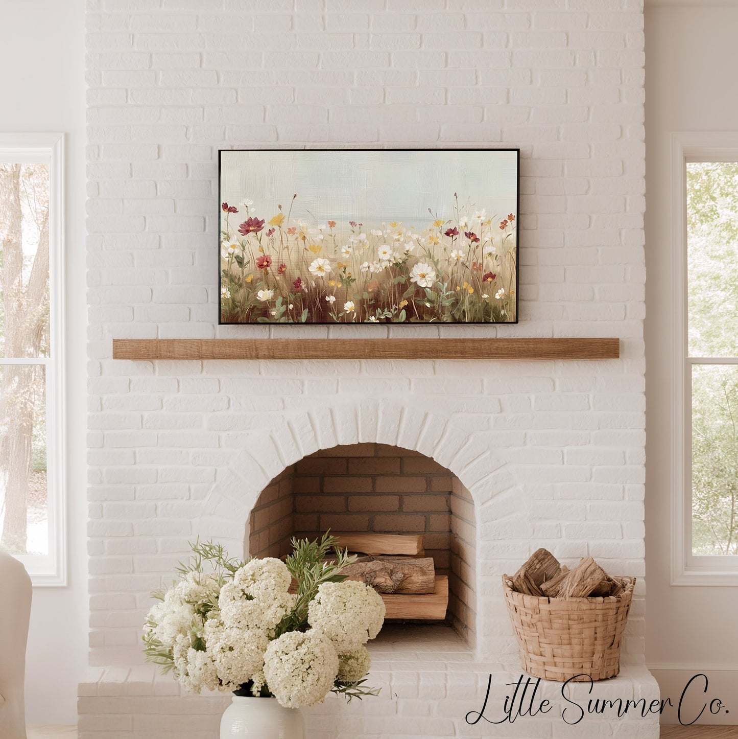 Wildflower Field Frame TV Art displayed on a TV