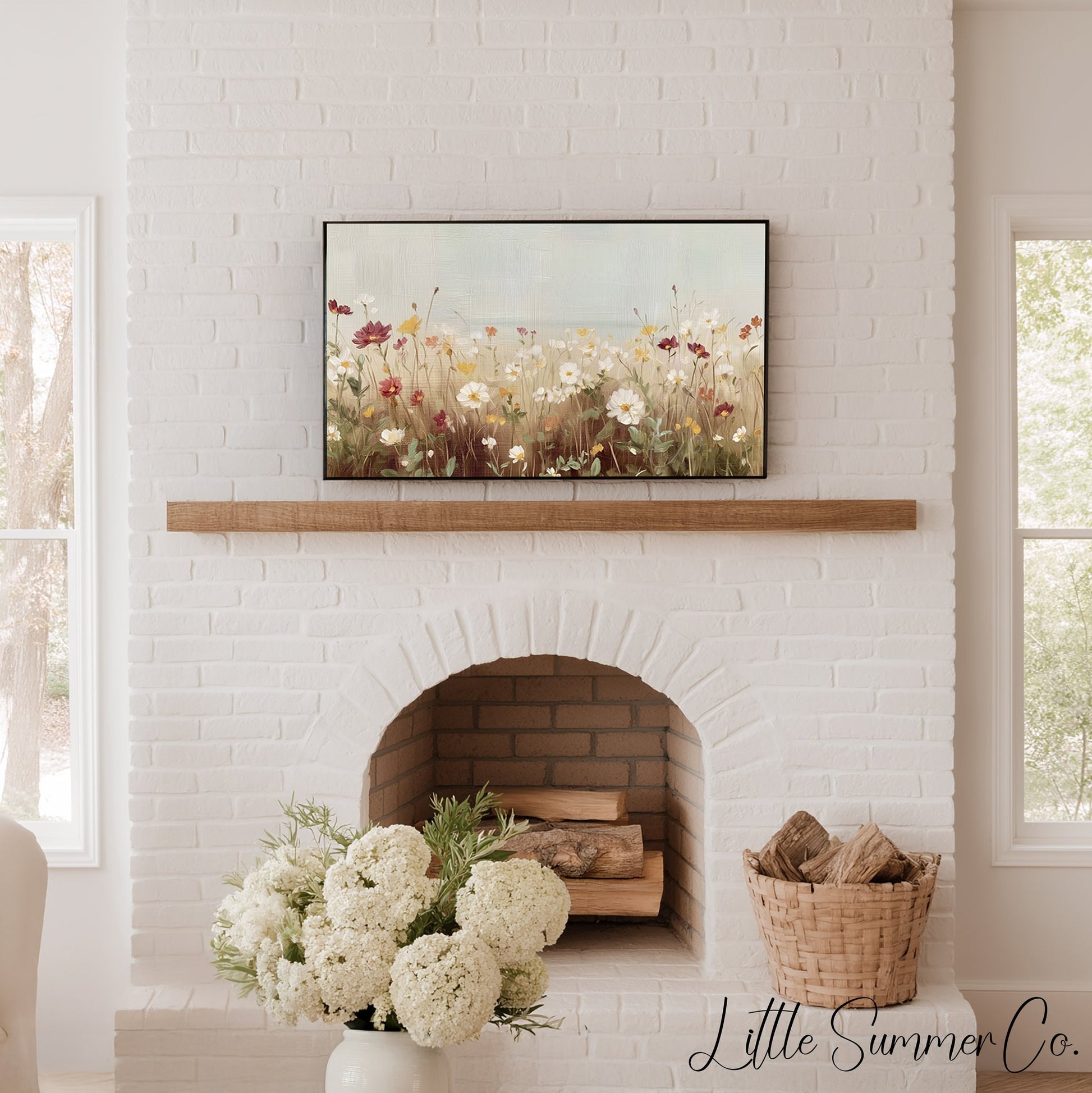 Wildflower Field Frame TV Art displayed on a TV