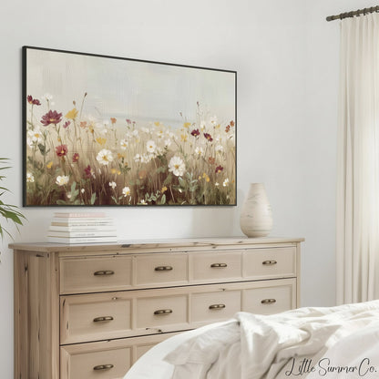 Wildflower Field Frame TV Art displayed on a TV