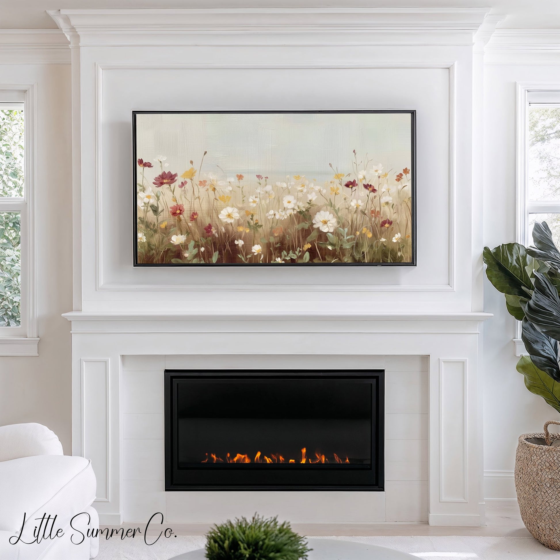 Wildflower Field Frame TV Art displayed on a TV