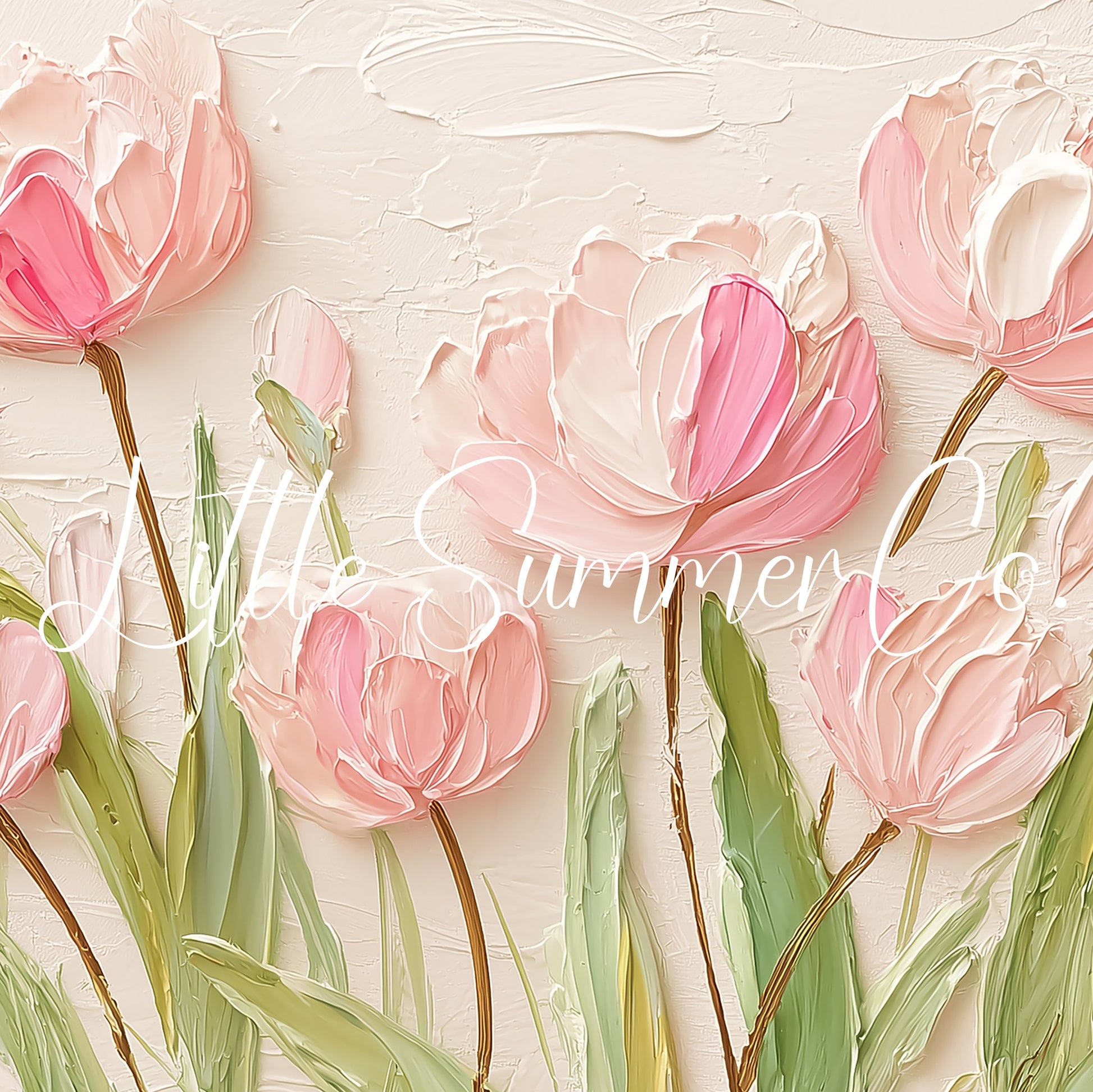 Pink Tulips on Cream Frame TV Art displayed on a TV