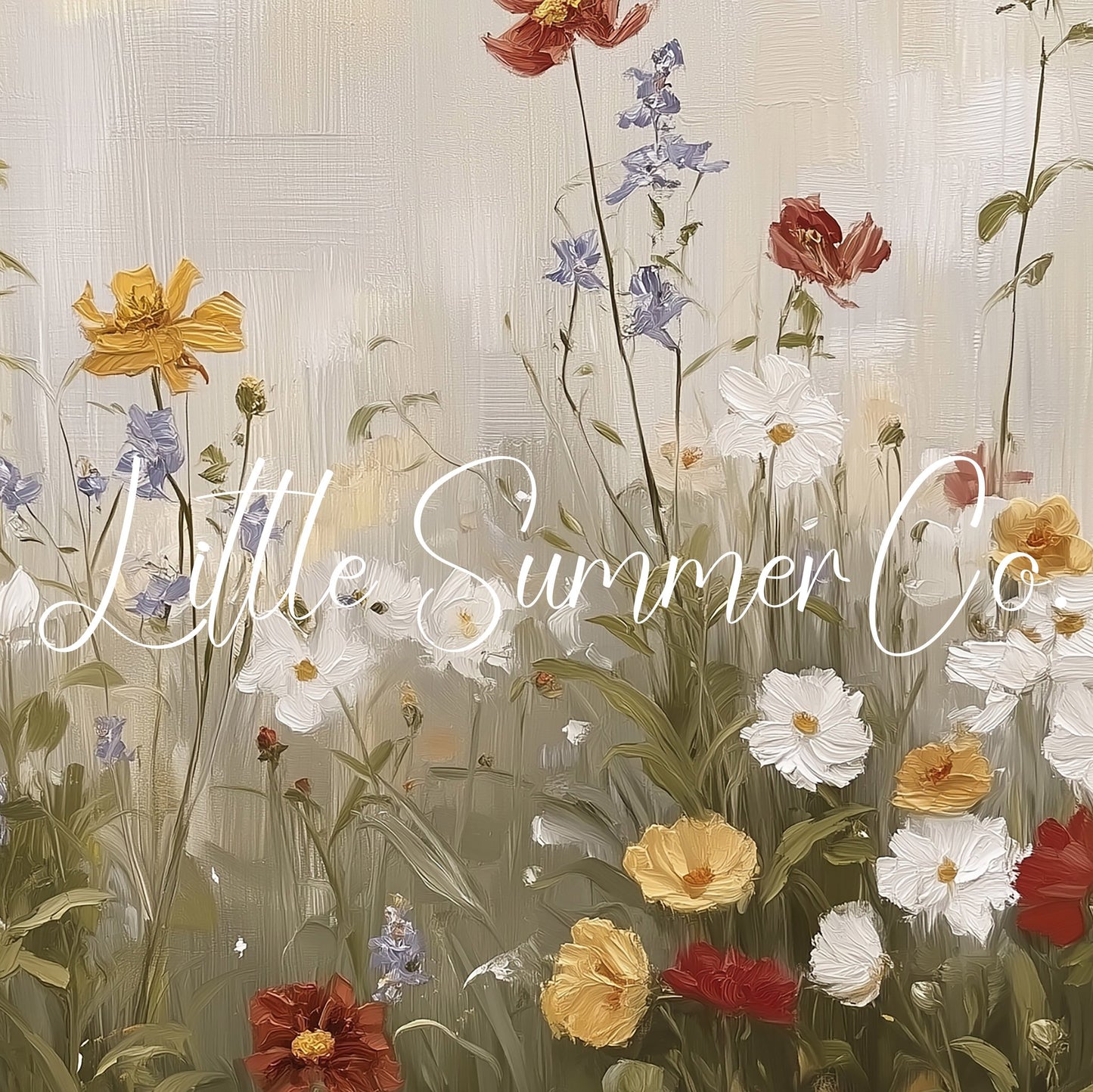 Soft Wildflower Meadow In Cream Frame TV Art displayed on a TV