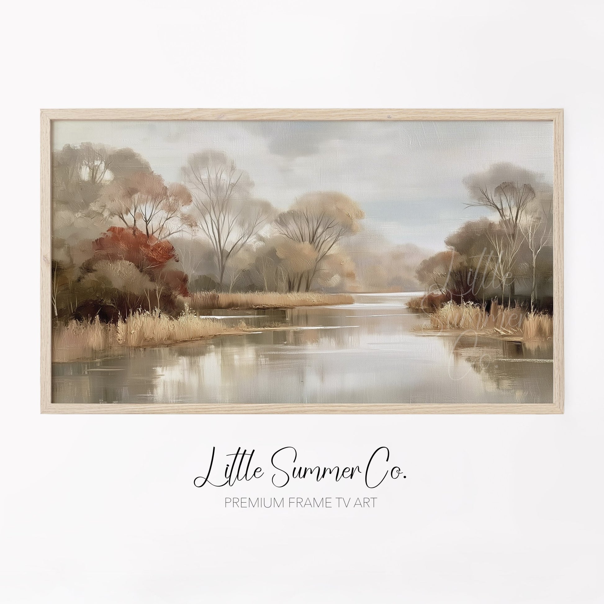Autumn Riverbank Frame TV Art displayed on a TV