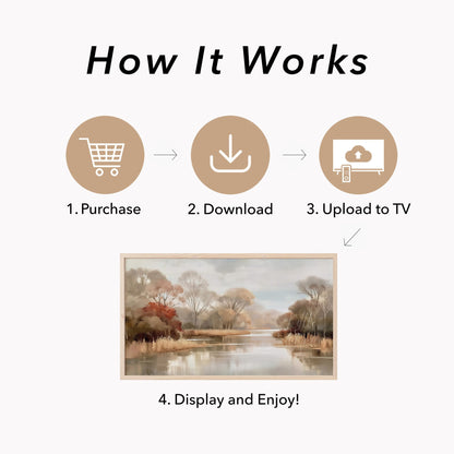 Autumn Riverbank Frame TV Art displayed on a TV