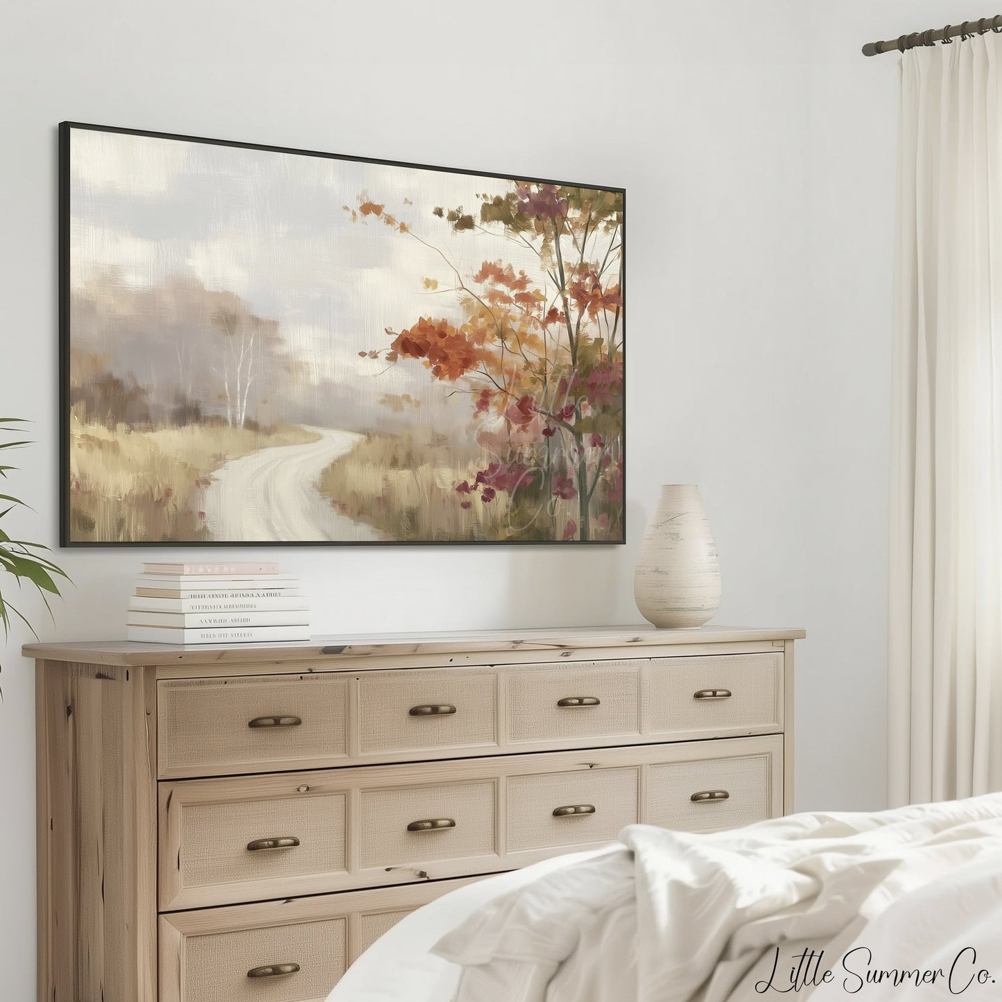 Autumn Path Frame TV Art displayed on a TV