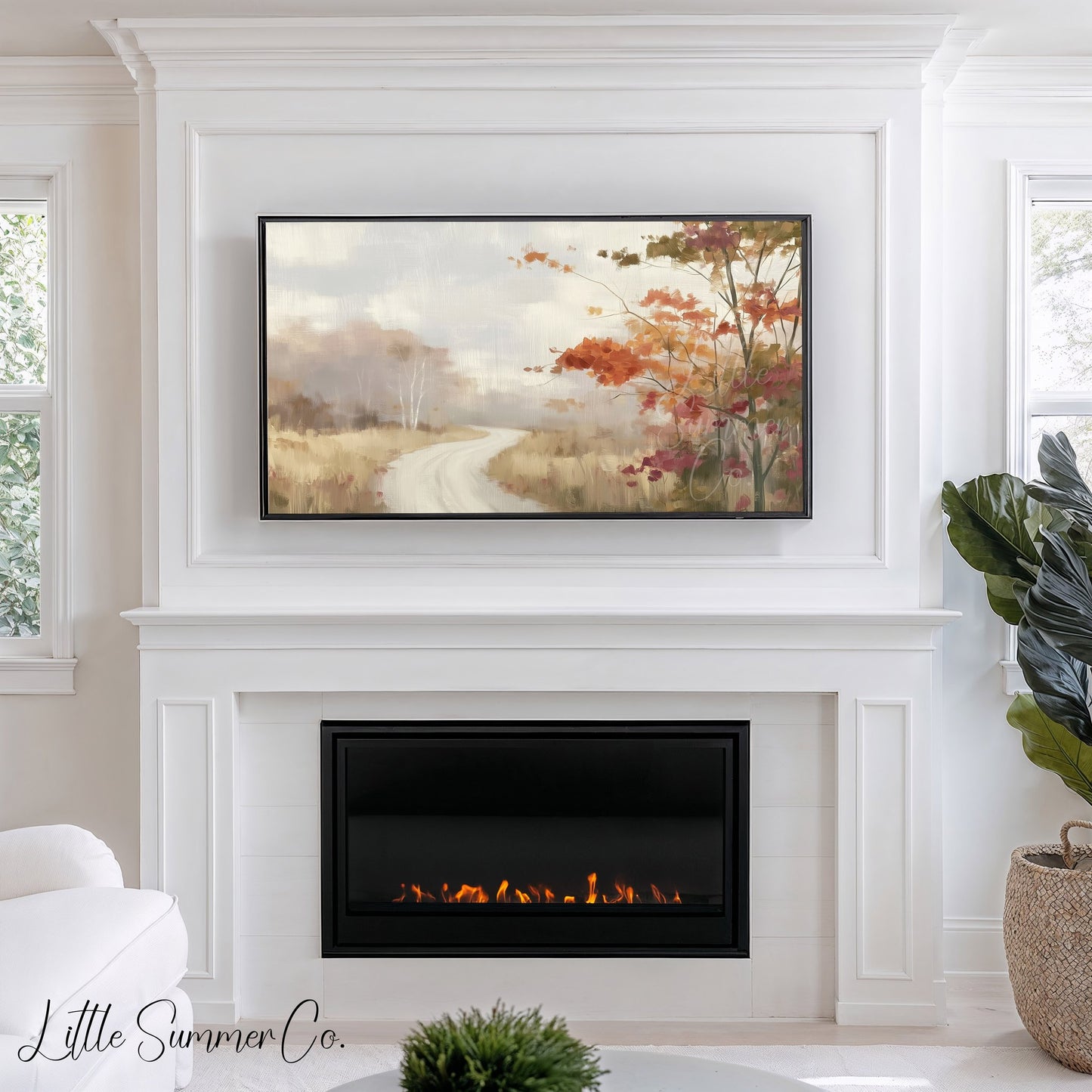 Autumn Path Frame TV Art displayed on a TV