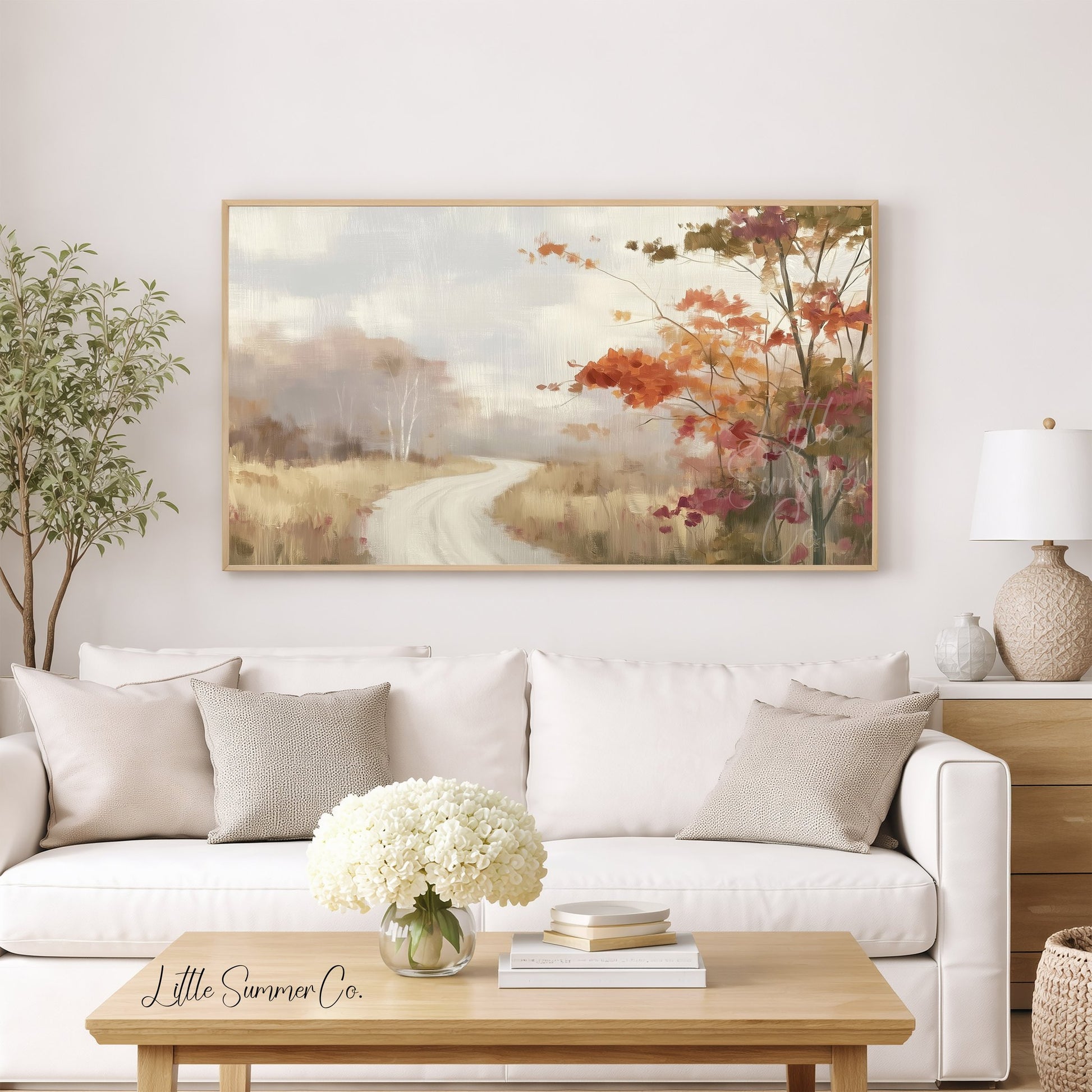 Autumn Path Frame TV Art displayed on a TV