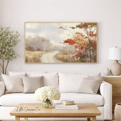 Autumn Path Frame TV Art displayed on a TV