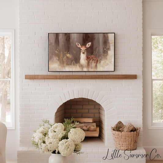 Deer In Woodland Frame TV Art displayed on a TV