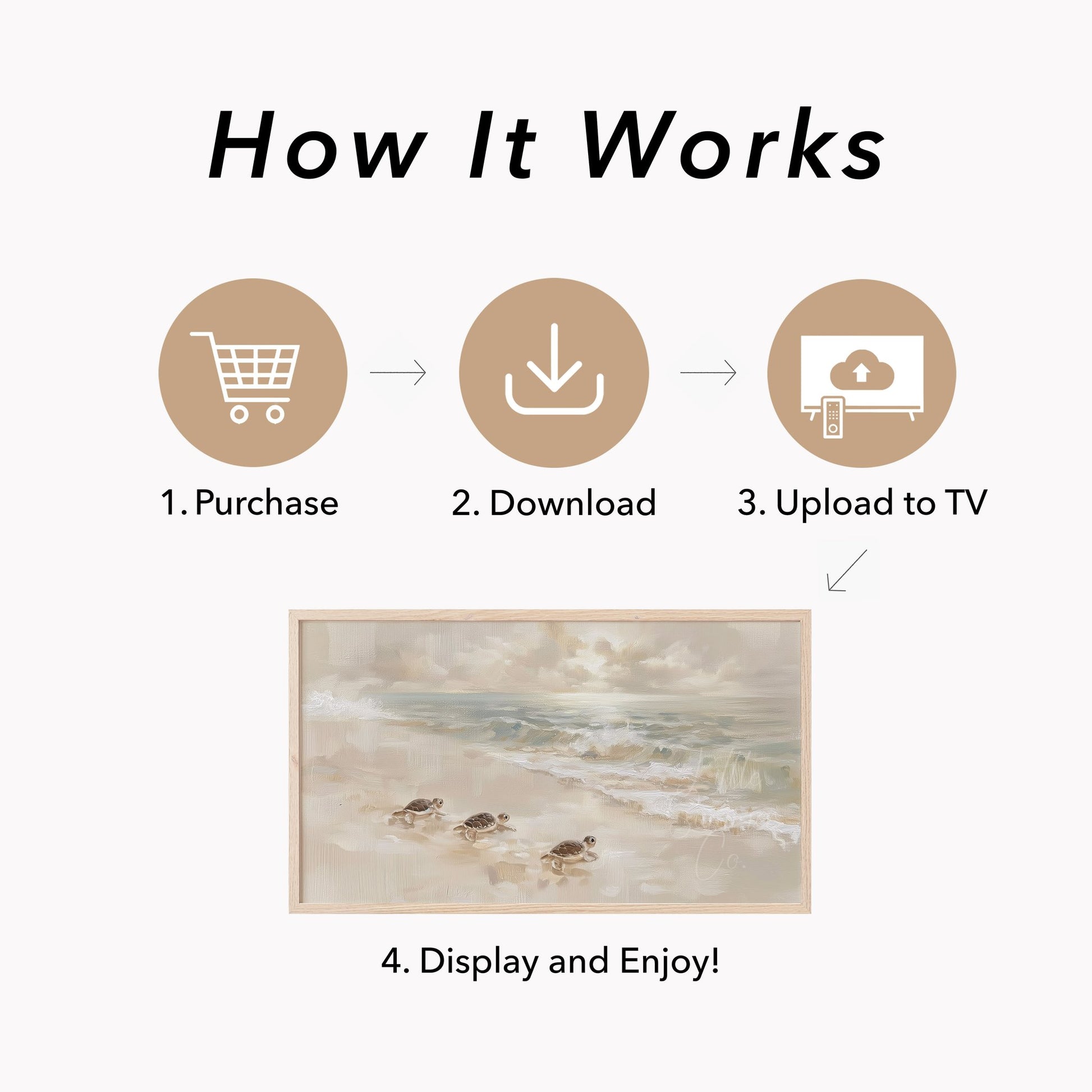Baby Sea Turtles Frame TV Art displayed on a TV