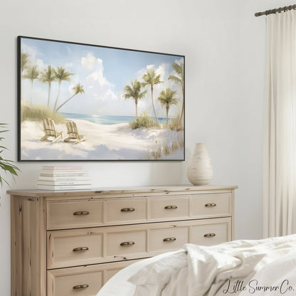 Palm Beach Chairs Frame TV Art displayed on a TV