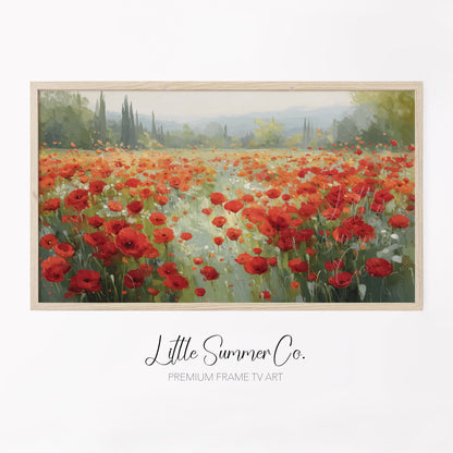 Poppy Field Frame TV Art displayed on a TV
