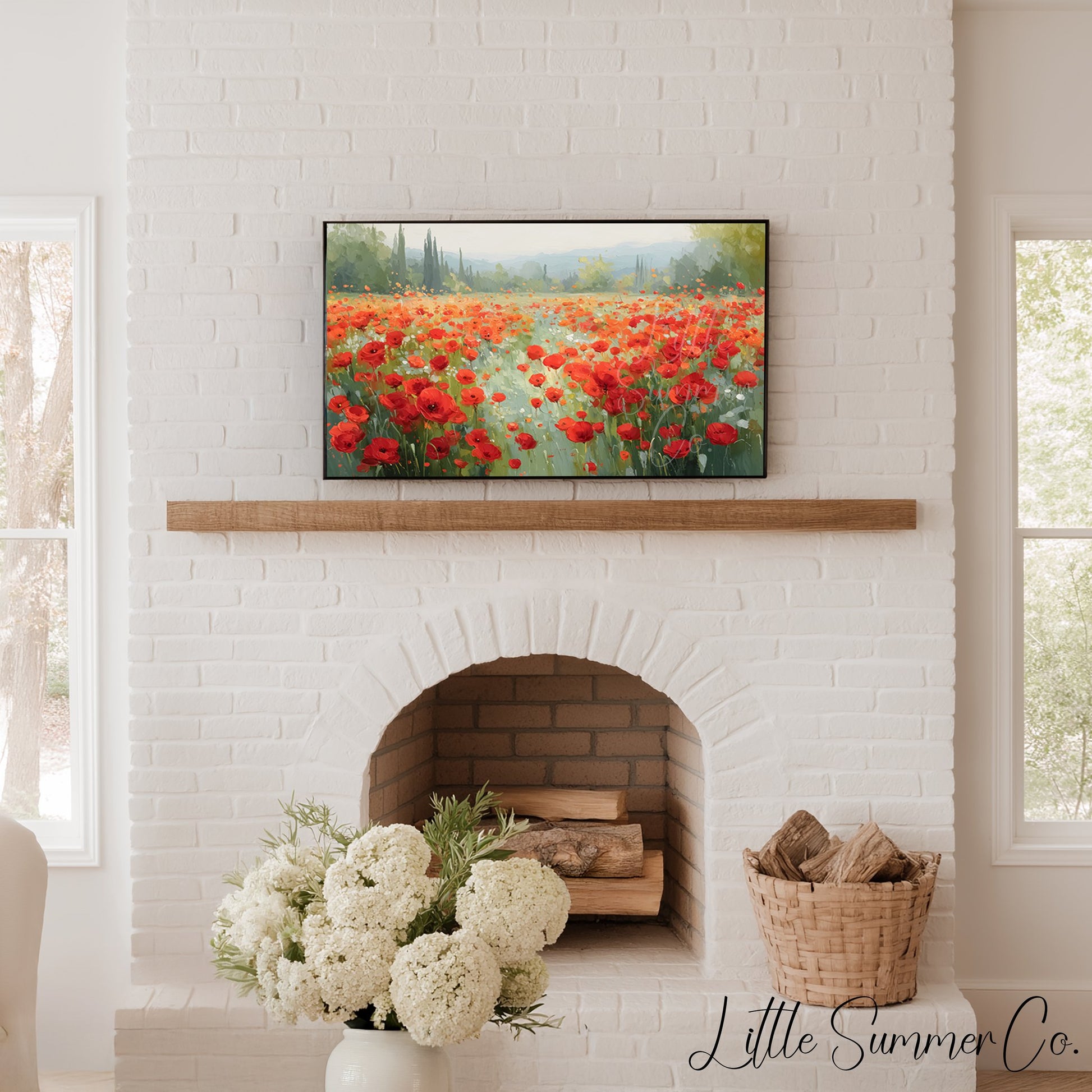 Poppy Field Frame TV Art displayed on a TV
