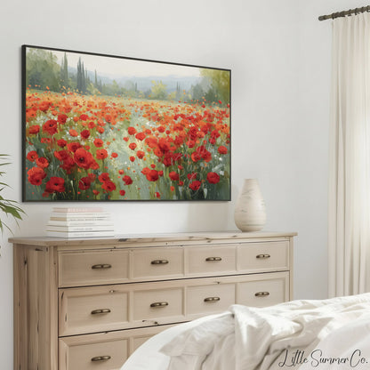 Poppy Field Frame TV Art displayed on a TV