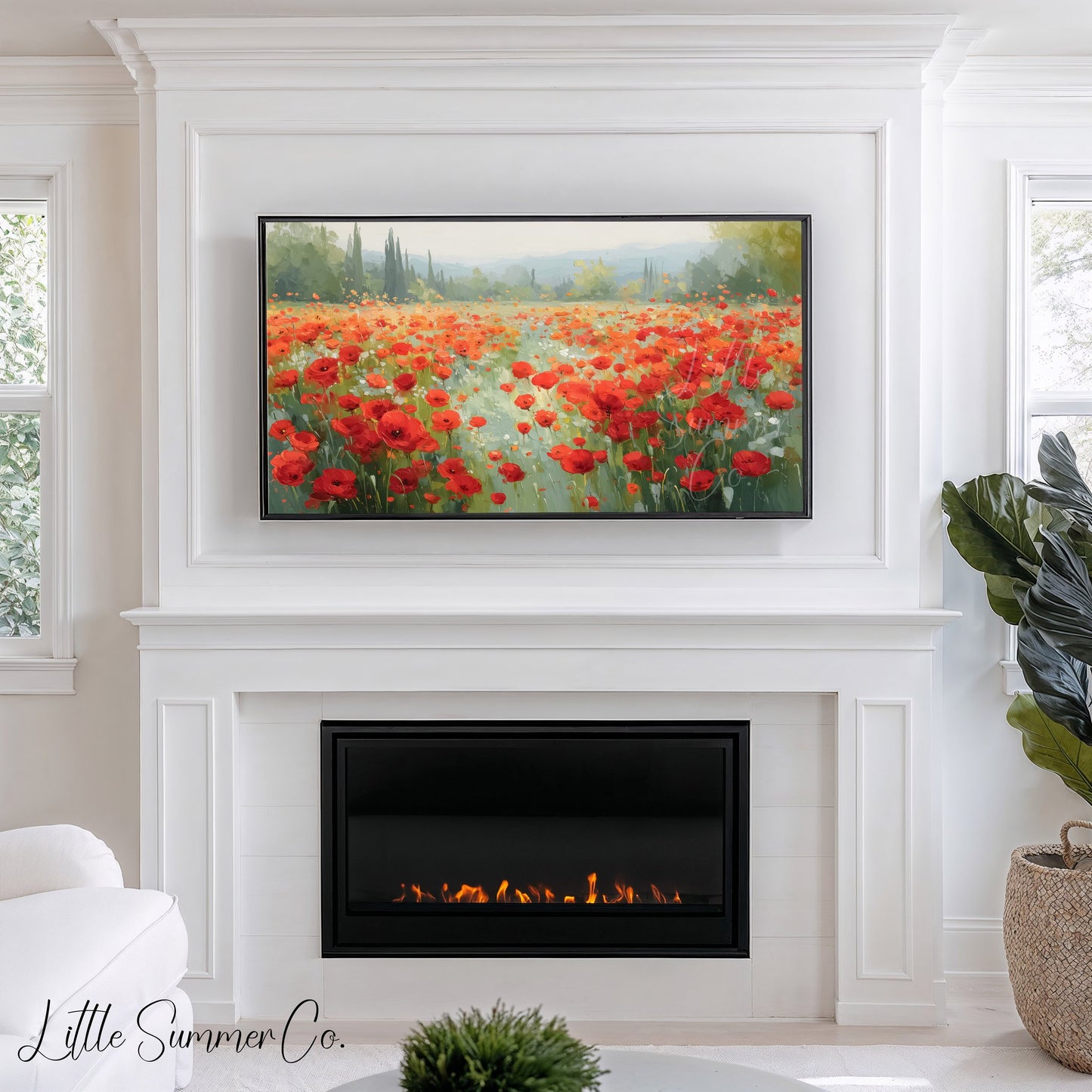 Poppy Field Frame TV Art displayed on a TV