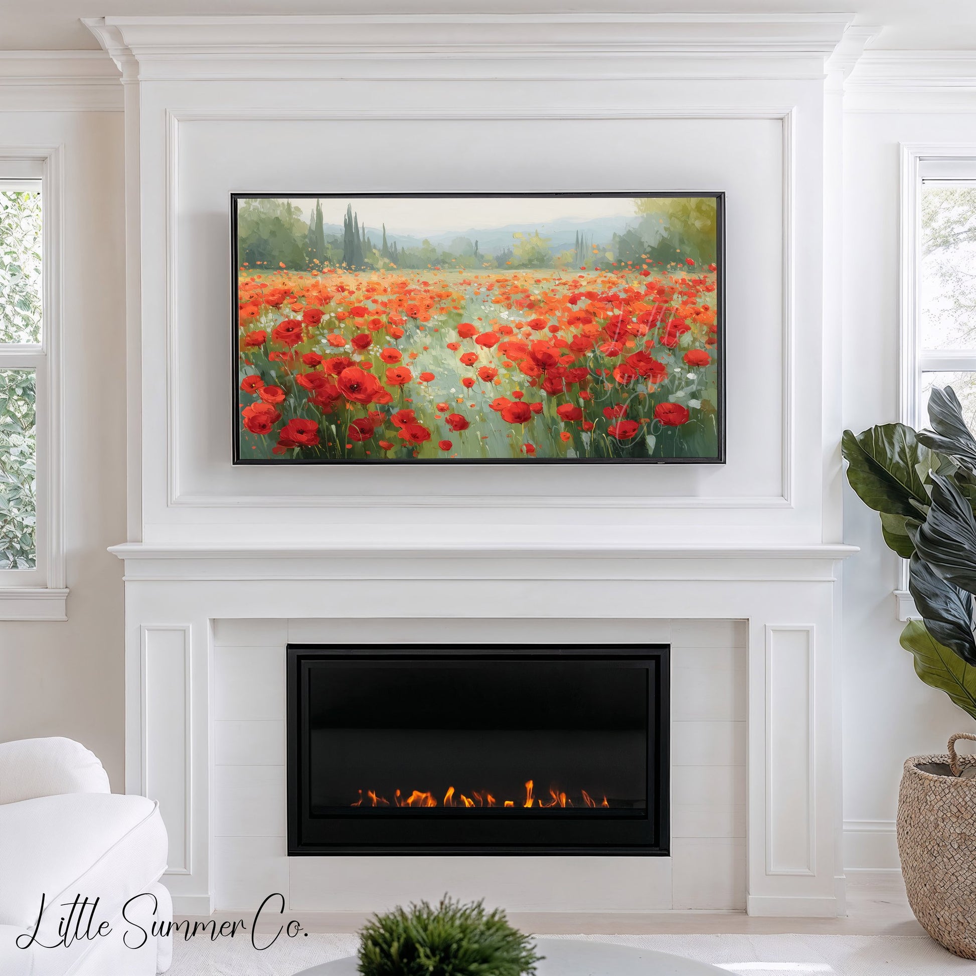 Poppy Field Frame TV Art displayed on a TV