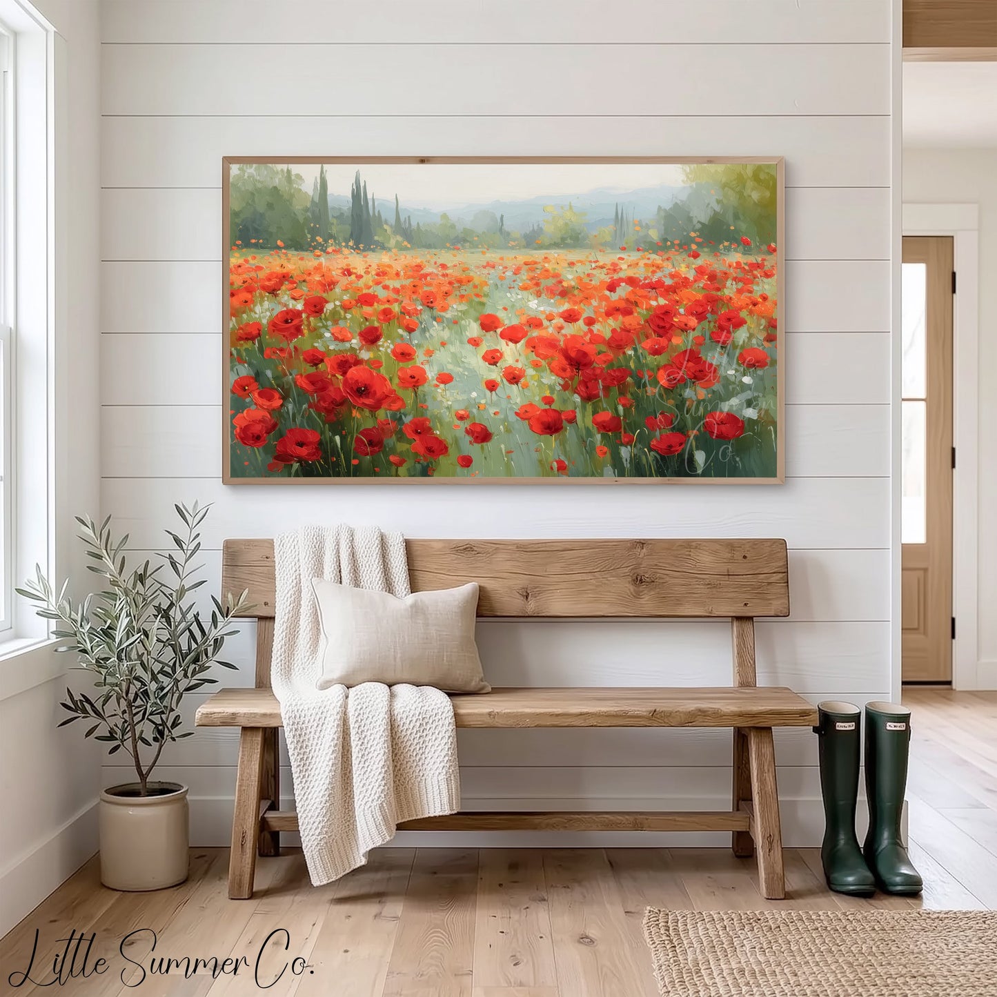 Poppy Field Frame TV Art displayed on a TV