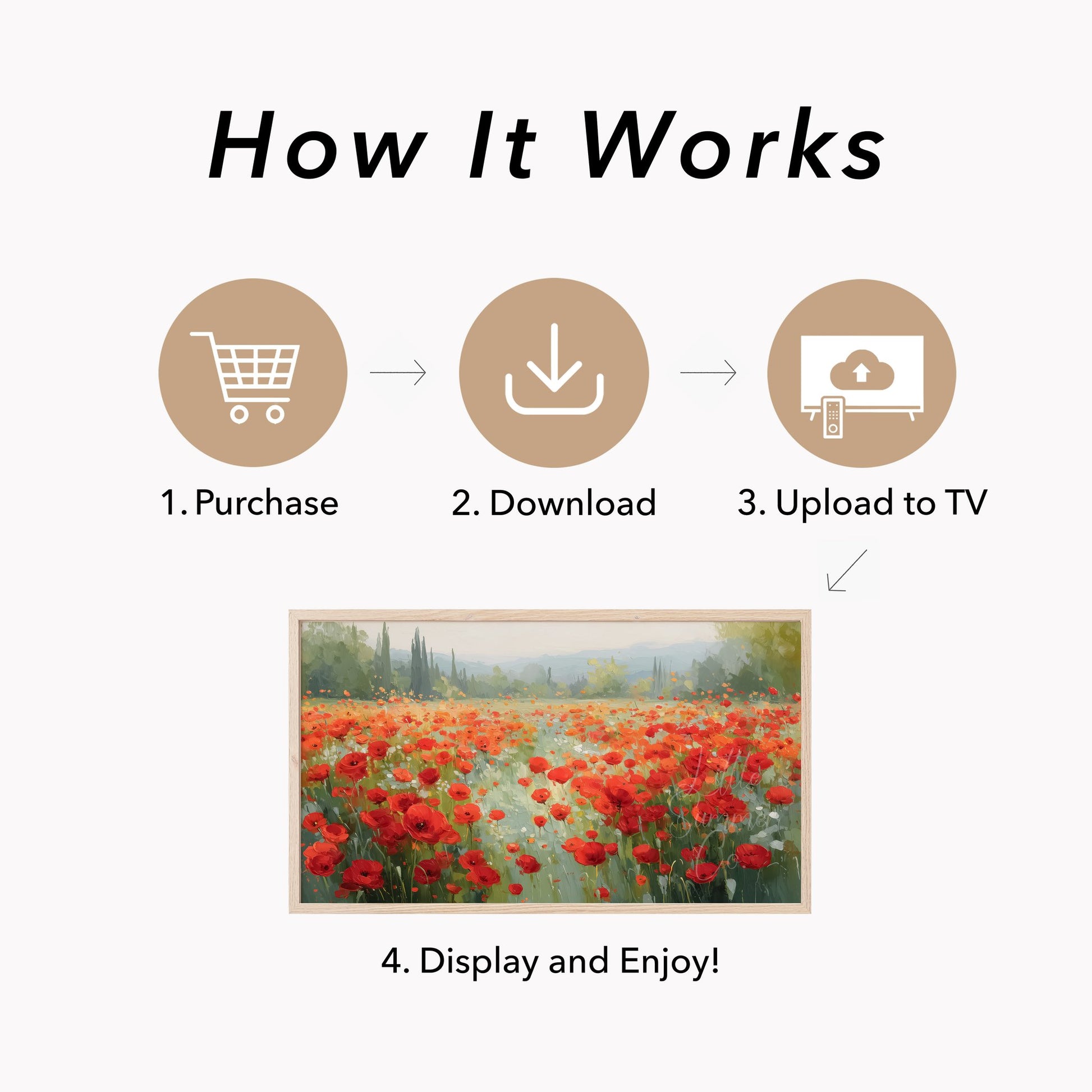 Poppy Field Frame TV Art displayed on a TV