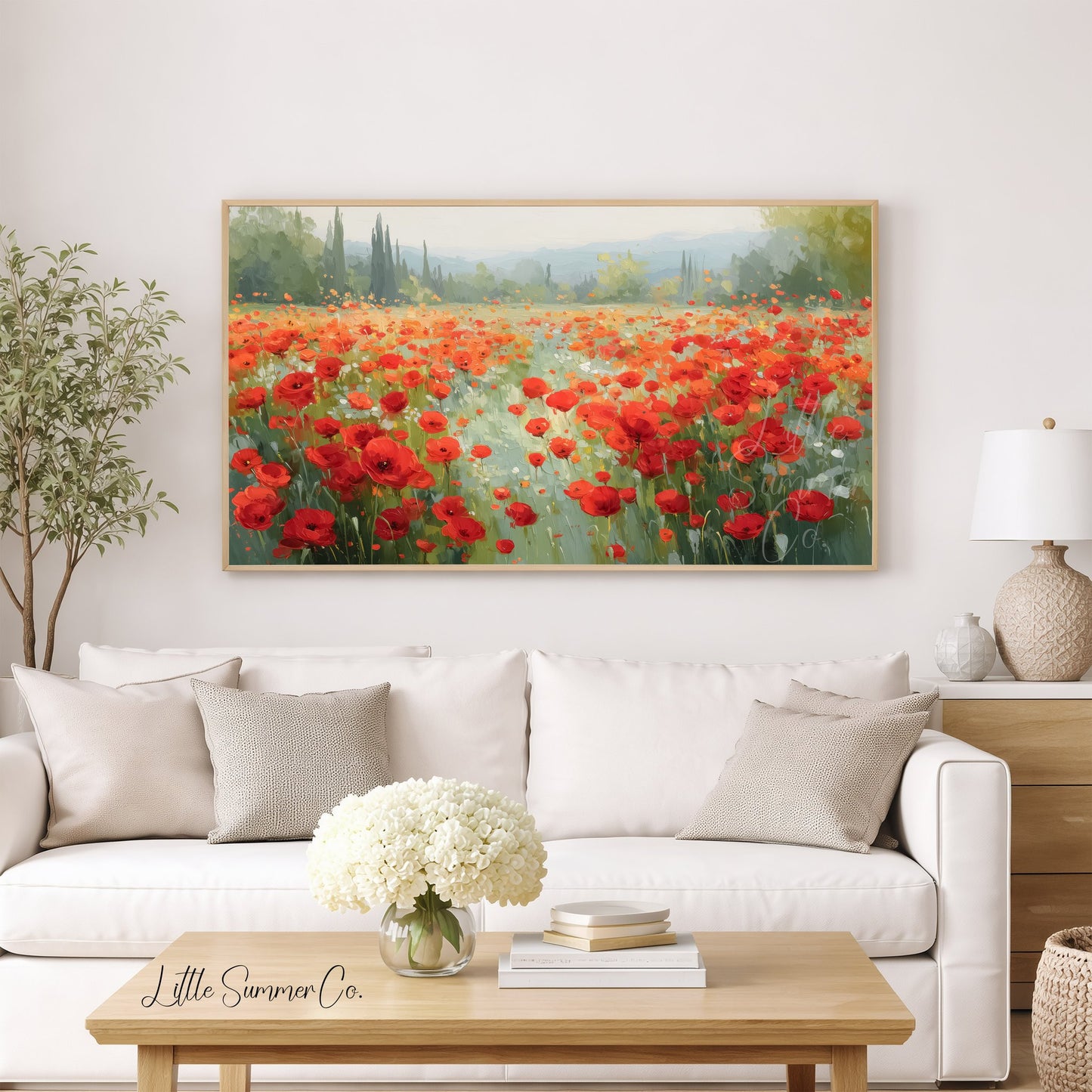 Poppy Field Frame TV Art displayed on a TV