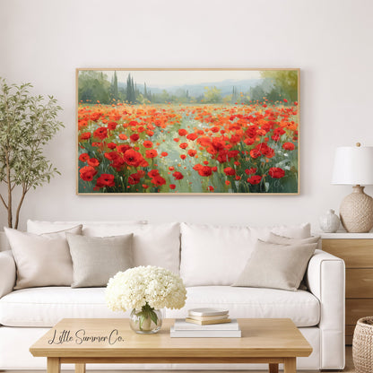 Poppy Field Frame TV Art displayed on a TV