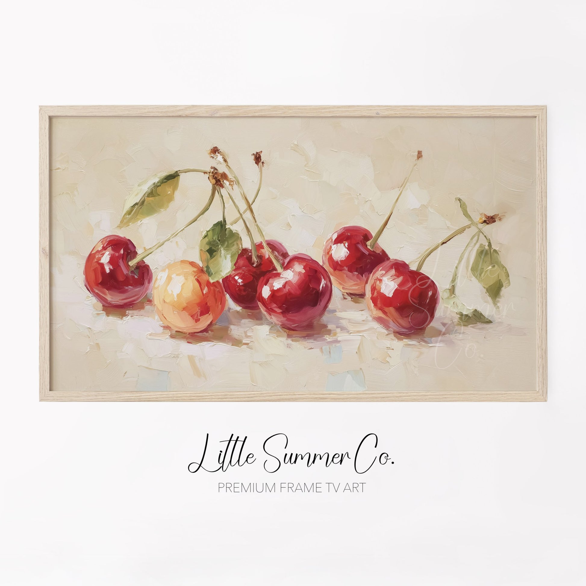 Red Cherries Frame TV Art displayed on a TV