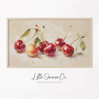 Red Cherries Frame TV Art displayed on a TV