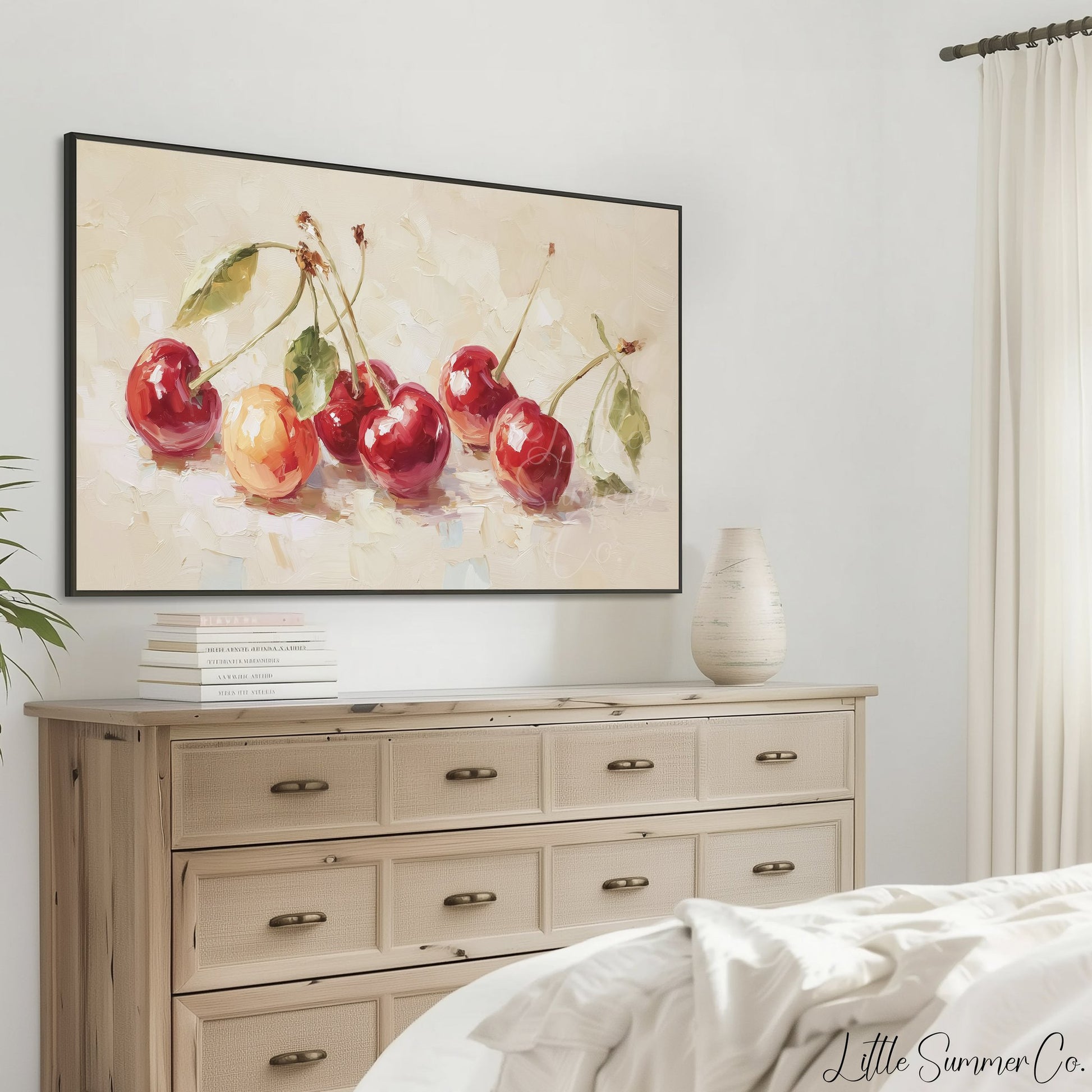 Red Cherries Frame TV Art displayed on a TV