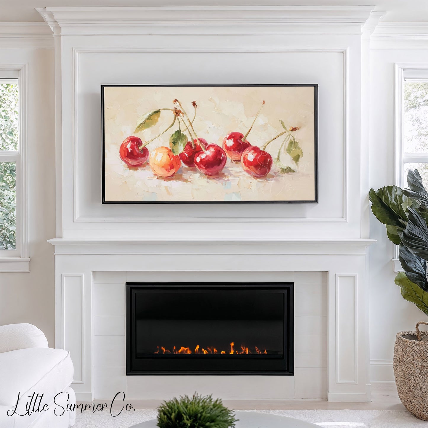 Red Cherries Frame TV Art displayed on a TV