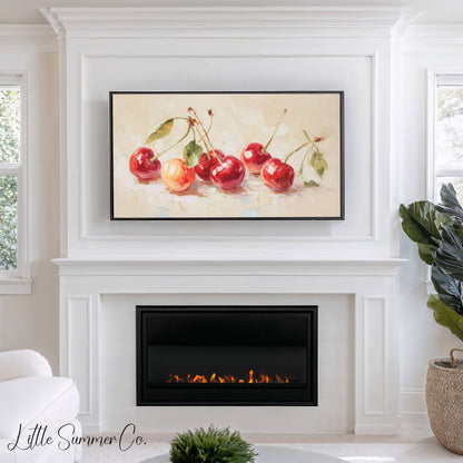 Red Cherries Frame TV Art displayed on a TV