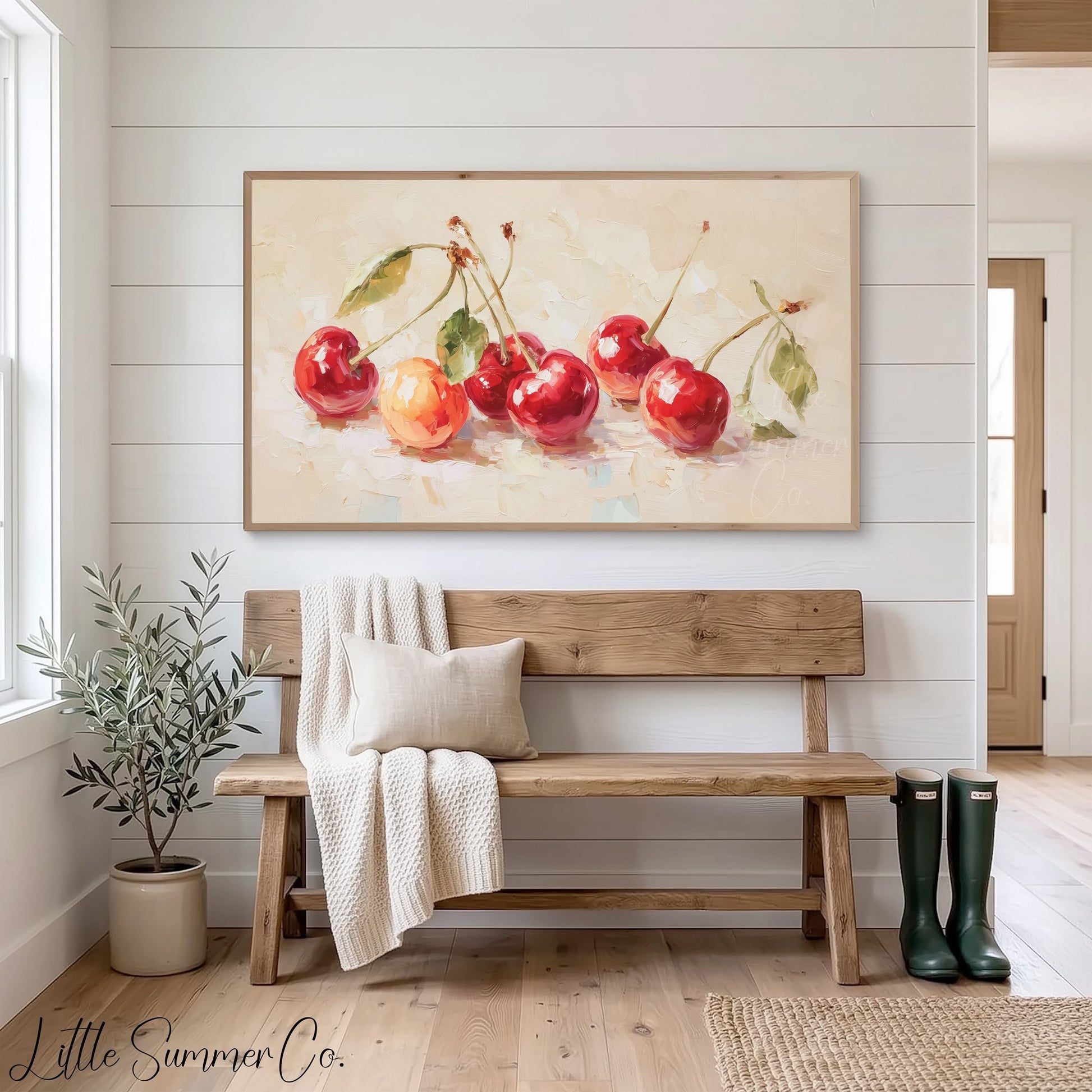 Red Cherries Frame TV Art displayed on a TV
