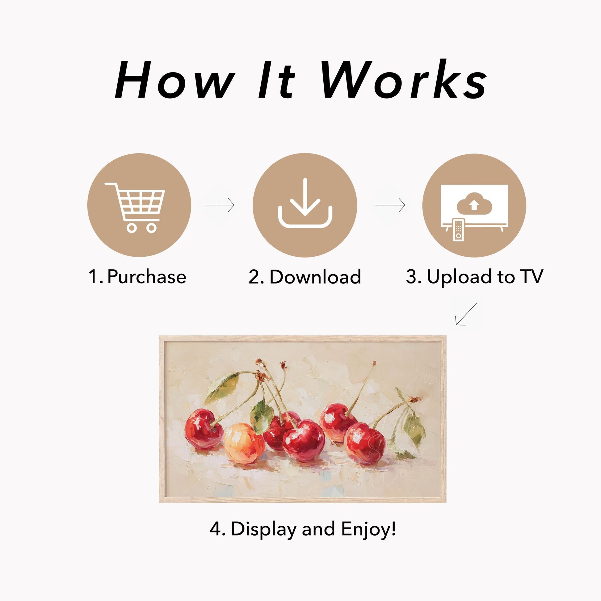 Red Cherries Frame TV Art displayed on a TV