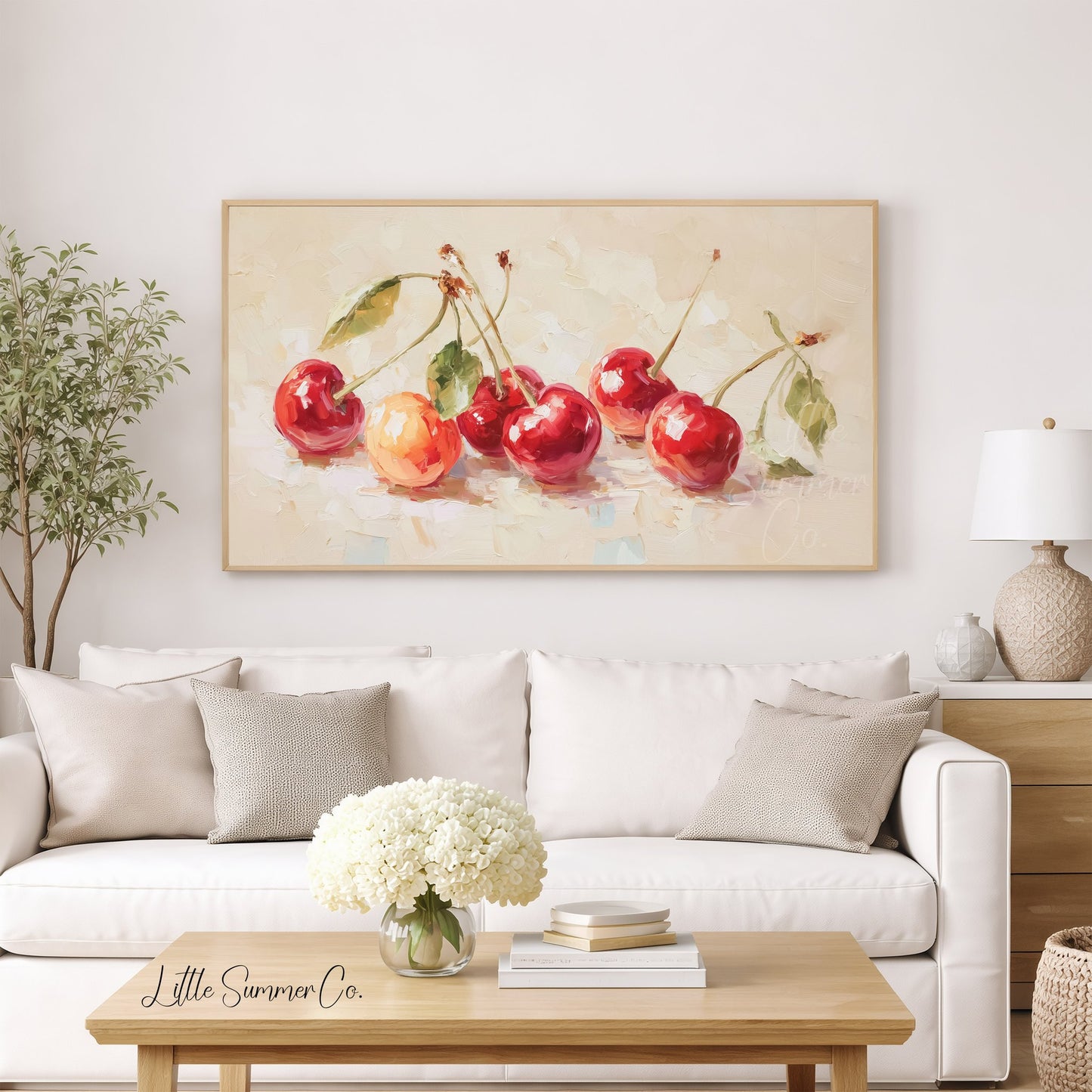 Red Cherries Frame TV Art displayed on a TV