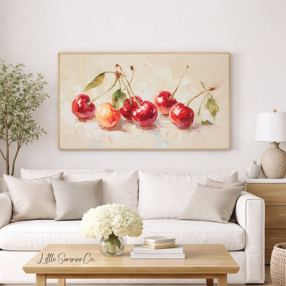 Red Cherries Frame TV Art displayed on a TV