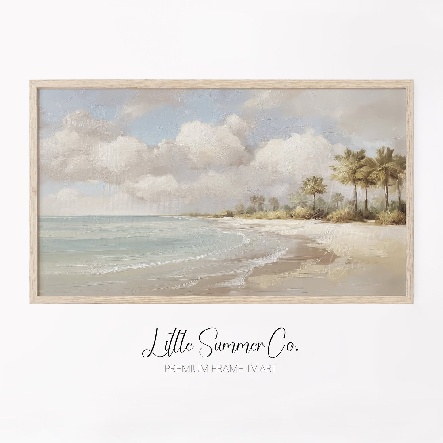 Palm Beach Shoreline Frame TV Art displayed on a TV