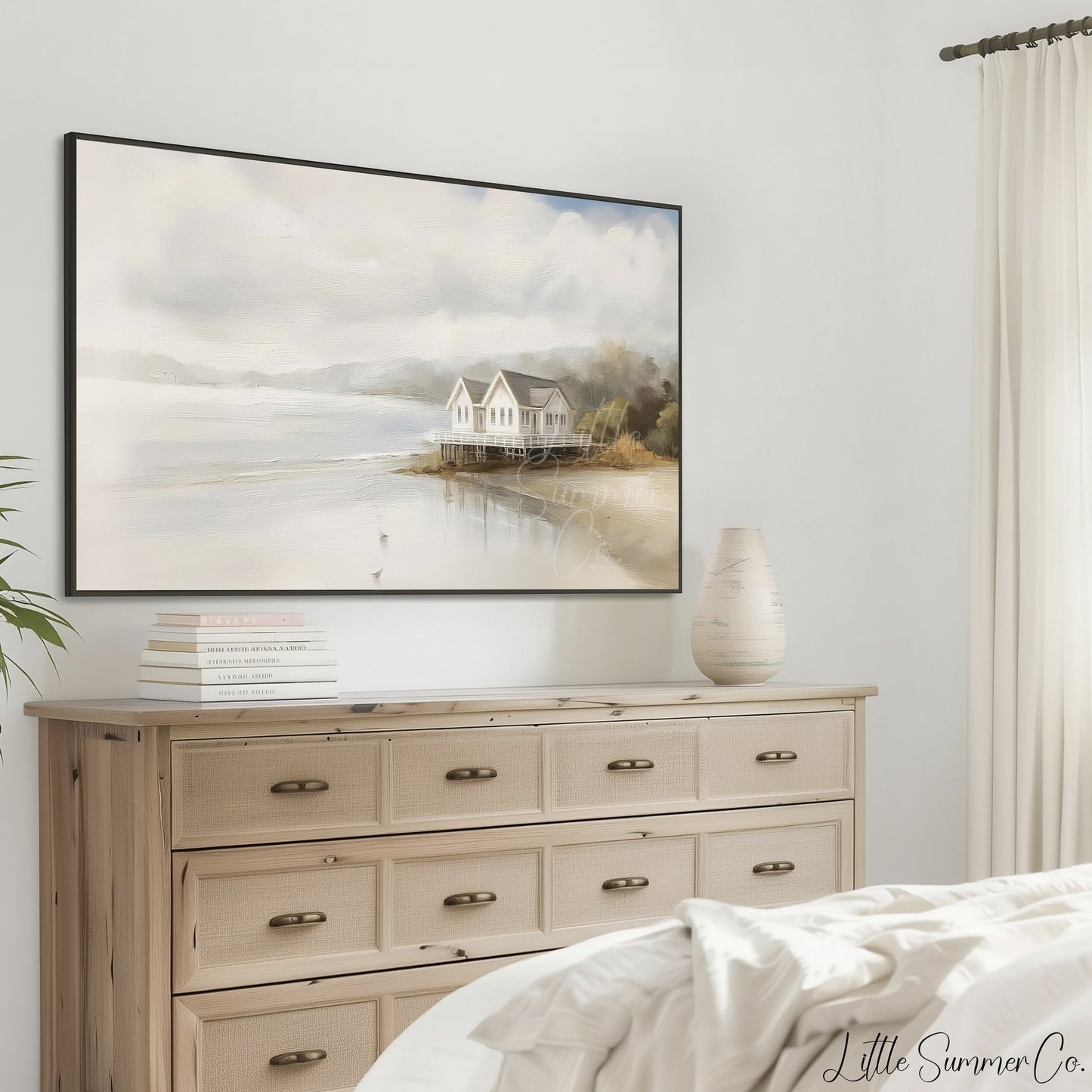 Lake House Frame TV Art displayed on a TV