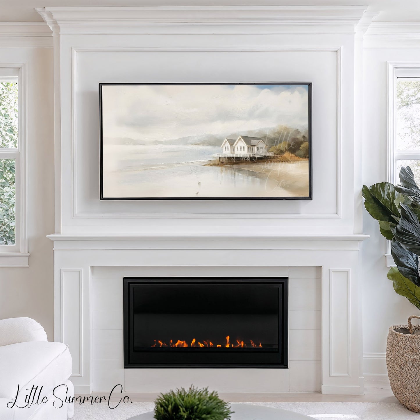 Lake House Frame TV Art displayed on a TV