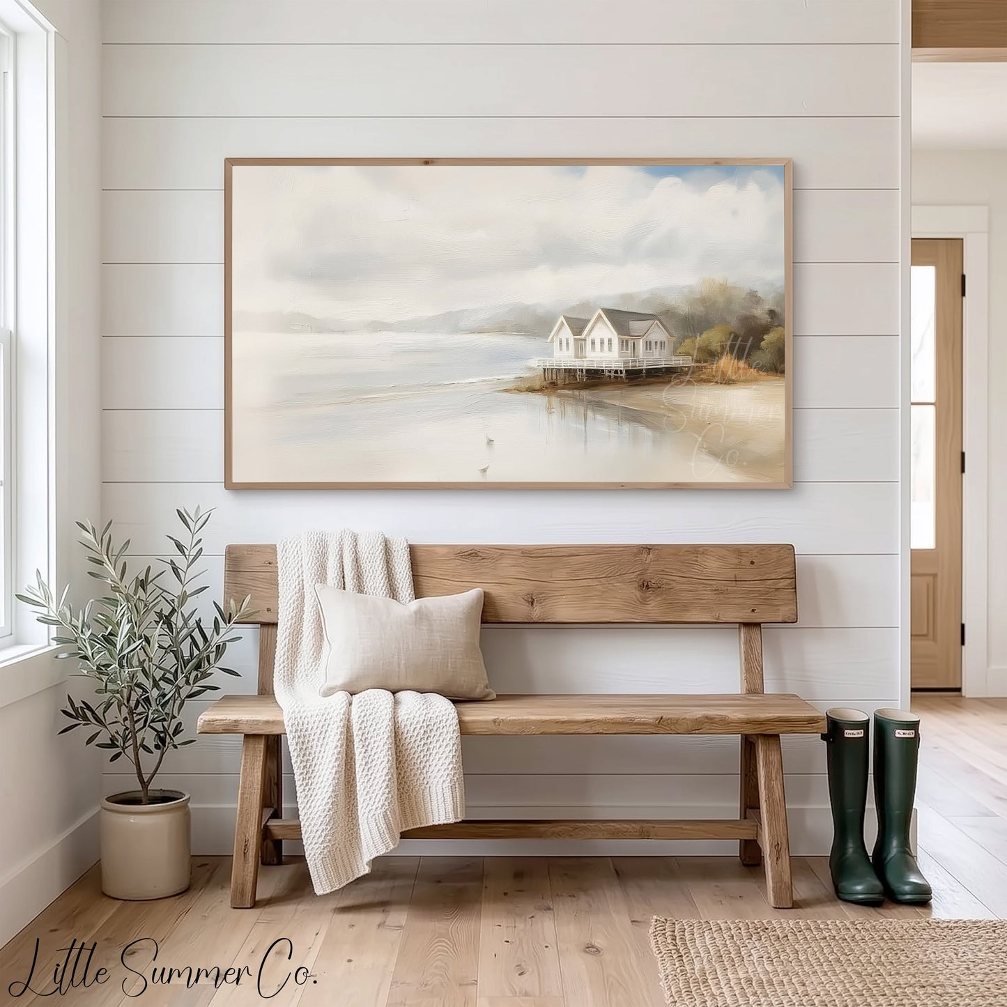 Lake House Frame TV Art displayed on a TV