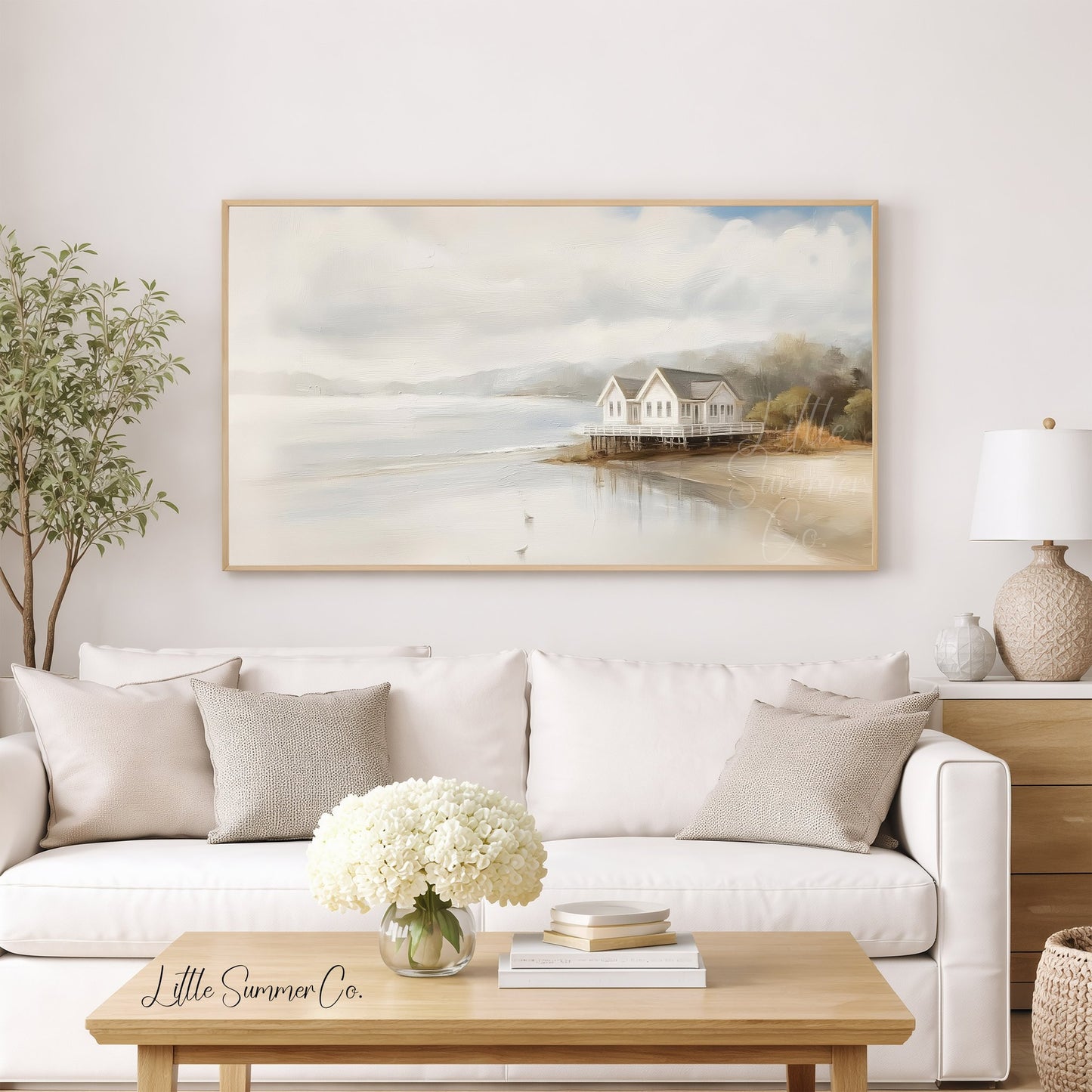 Lake House Frame TV Art displayed on a TV
