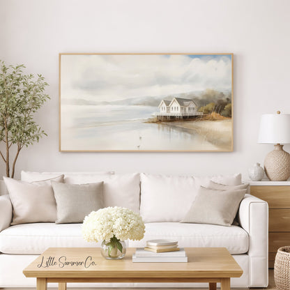 Lake House Frame TV Art displayed on a TV